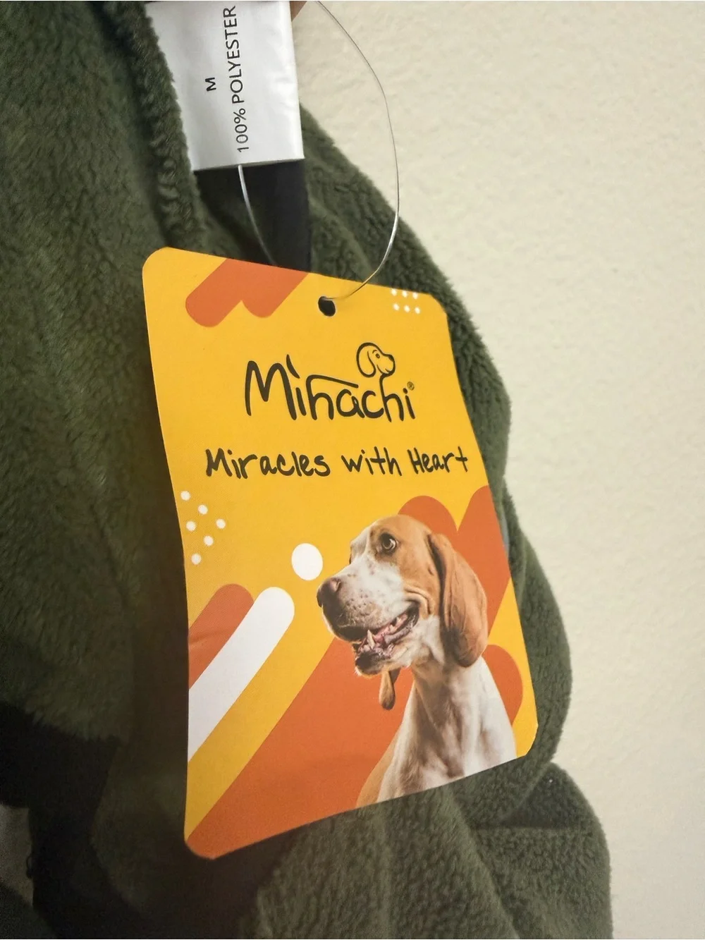 Mihachi Olive Green Fleece Dog Jacket/Onesie – Size M